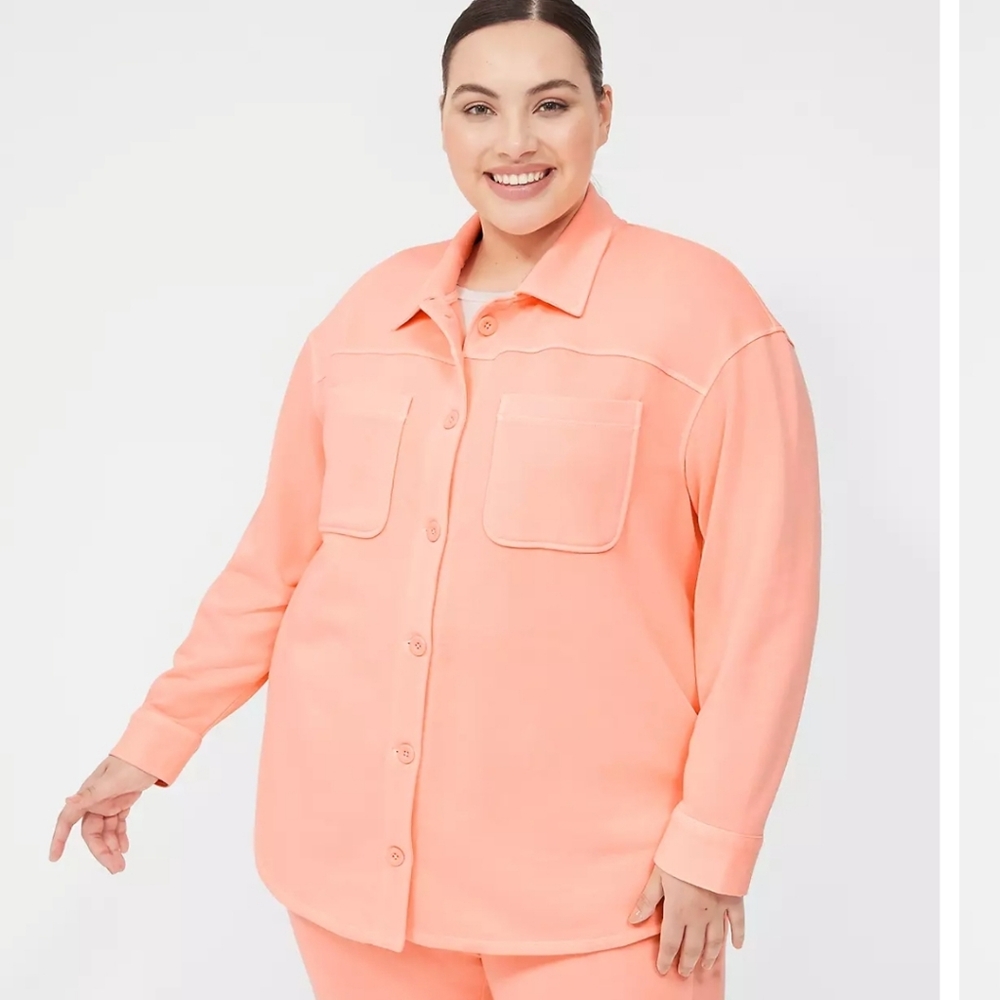 Livi Active Front Button Terry Shacket Sz 26/28. NWOT